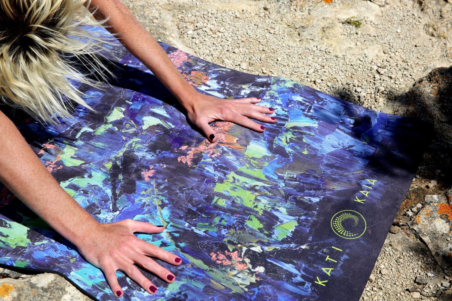 Gallery Yoga Mat Collection, the best natural rubber grounding yoga mat base with eco printed artist works