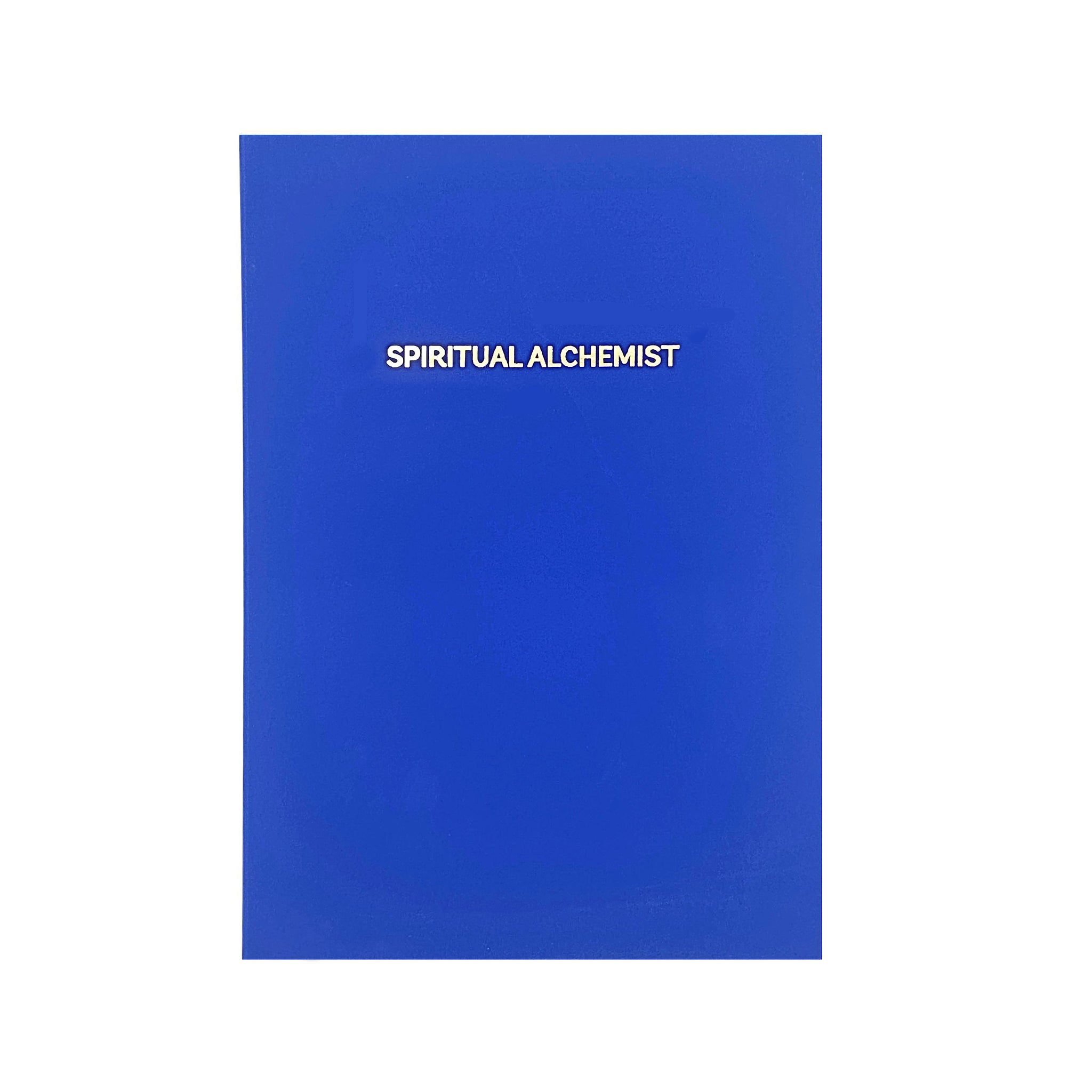 Blue book titled 'Spiritual Alchemist' on a white background