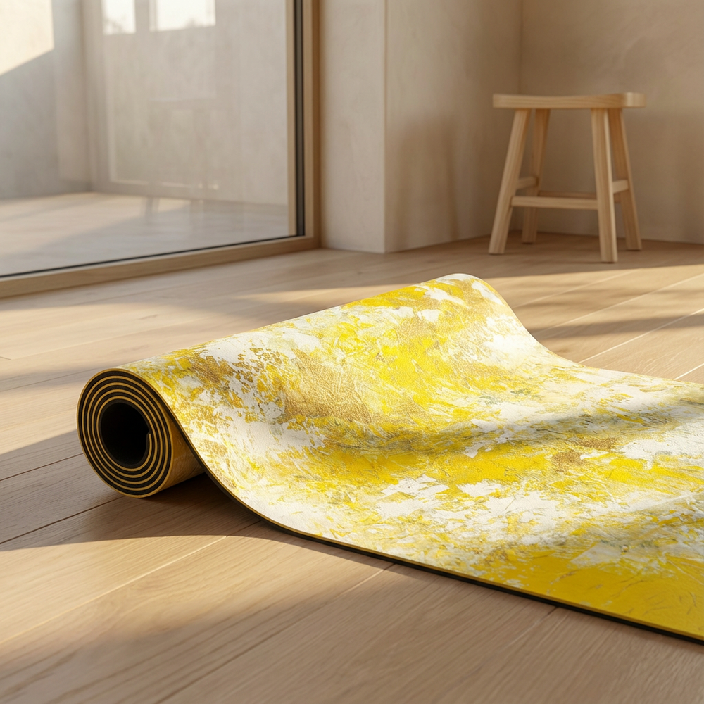 Yellow artistry luxury yoga mat by artist kati kaia 