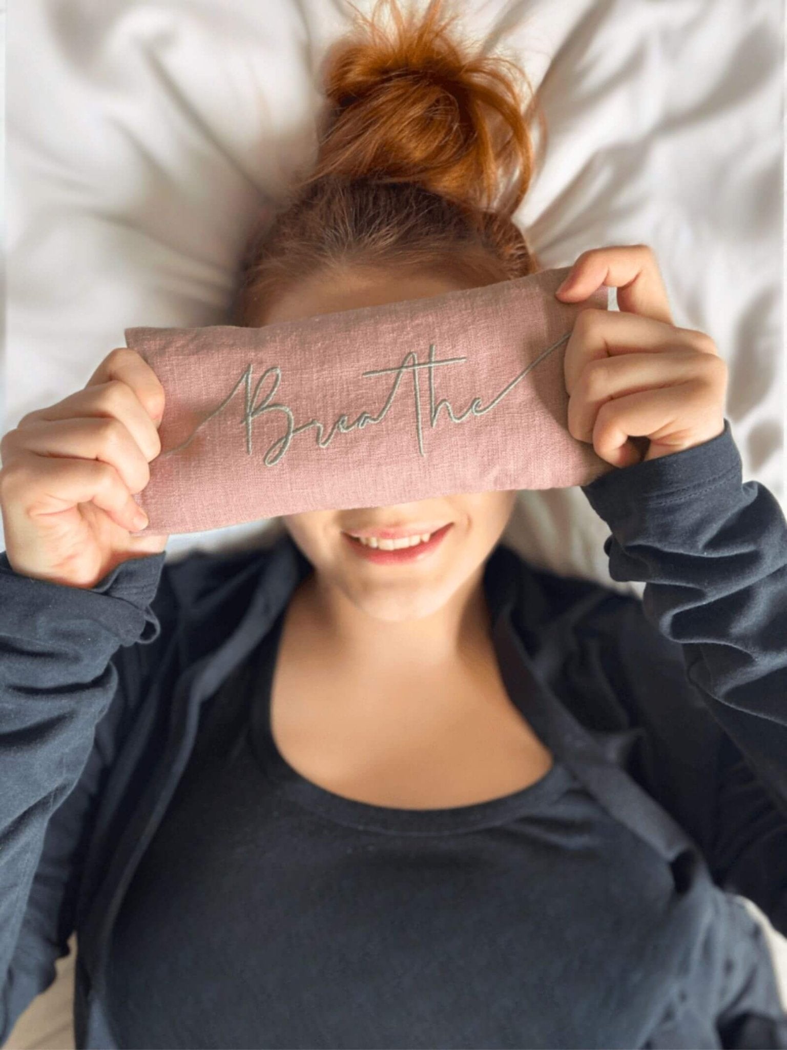 Breathe Embroidered Linen and Lavender Eye Pillow - Kati Kaia