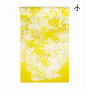Kati Kaia lightweight sport yoga mat in yellow and white with textured pattern for exercise