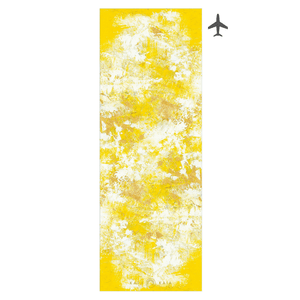 Kati Kaia lightweight sport yoga mat with yellow and white abstract pattern for easy transport