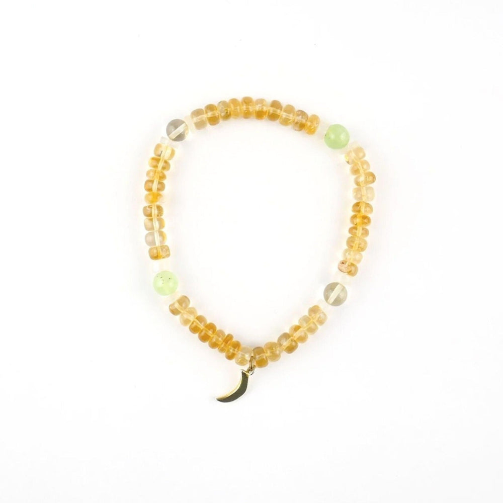 Kati Kaia citrine crystal set for meditation bracelet with yellow beads and crescent charm