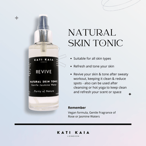 Kati Kaia natural skincare tonic facial cleanser bottle with jasmine water and gentle fragrance
