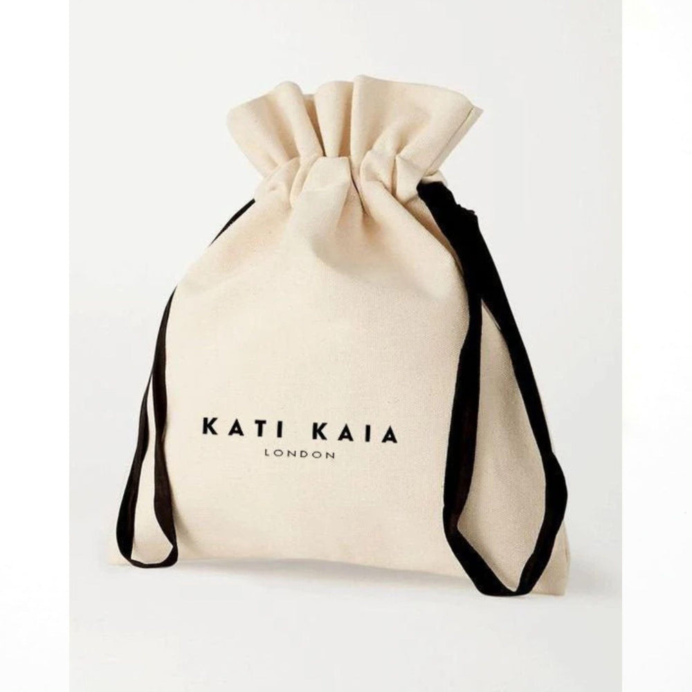 Kati Kaia branded beige drawstring pouch for pure citrine gemstone jewellery storage