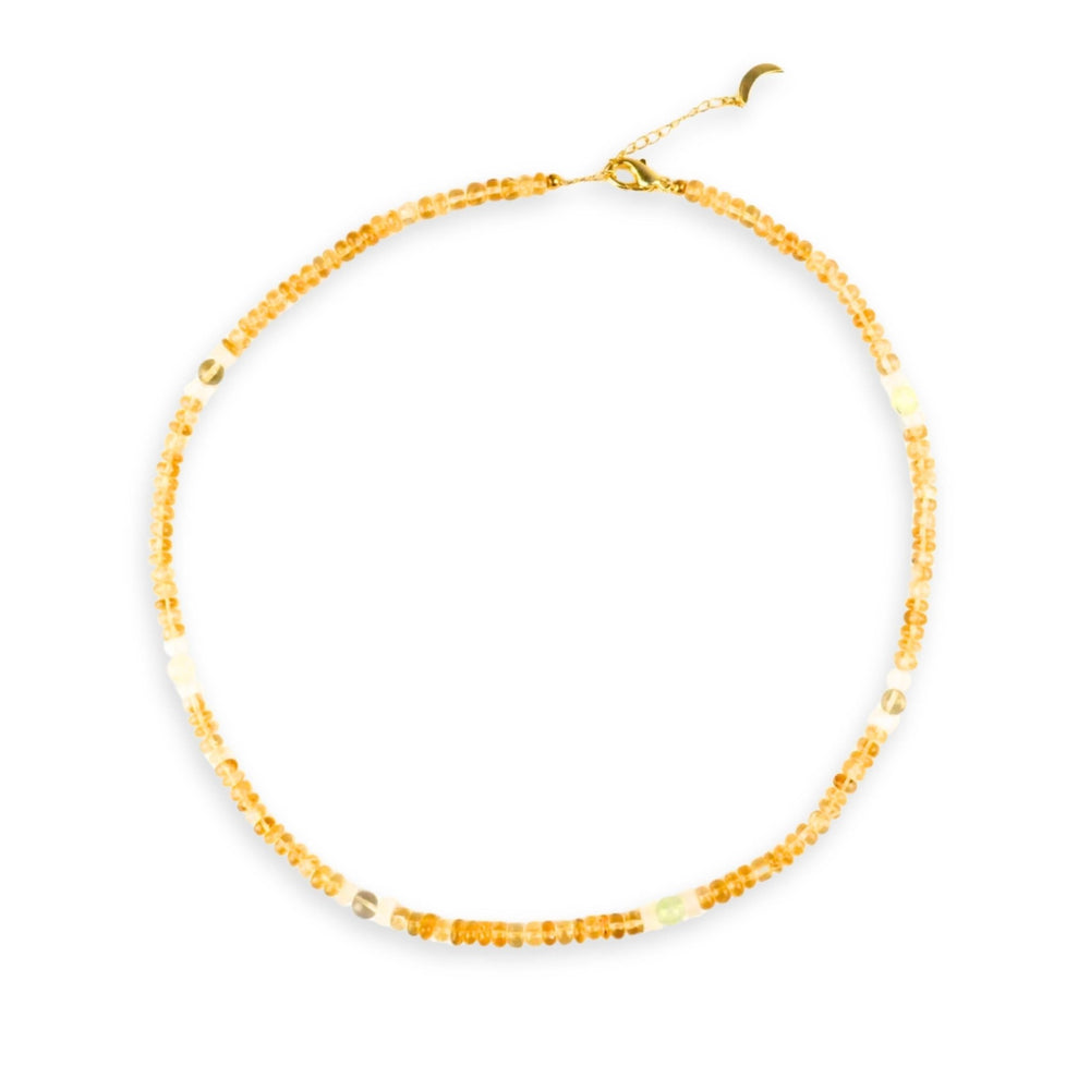 Kati Kaia delicate pure citrine gemstone jewellery necklace with small yellow beads and gold clasp