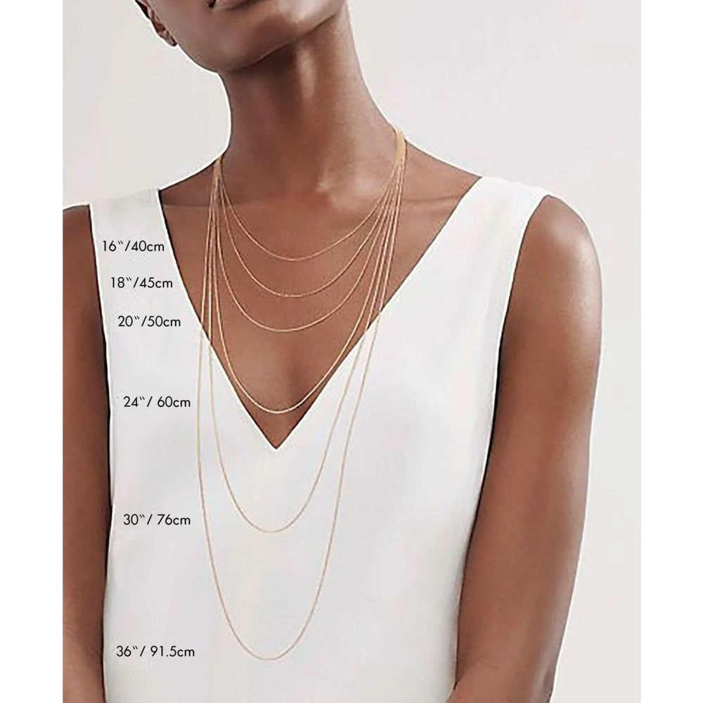 Kati Kaia pure citrine gemstone jewellery layered gold necklaces displayed on model with length measurements