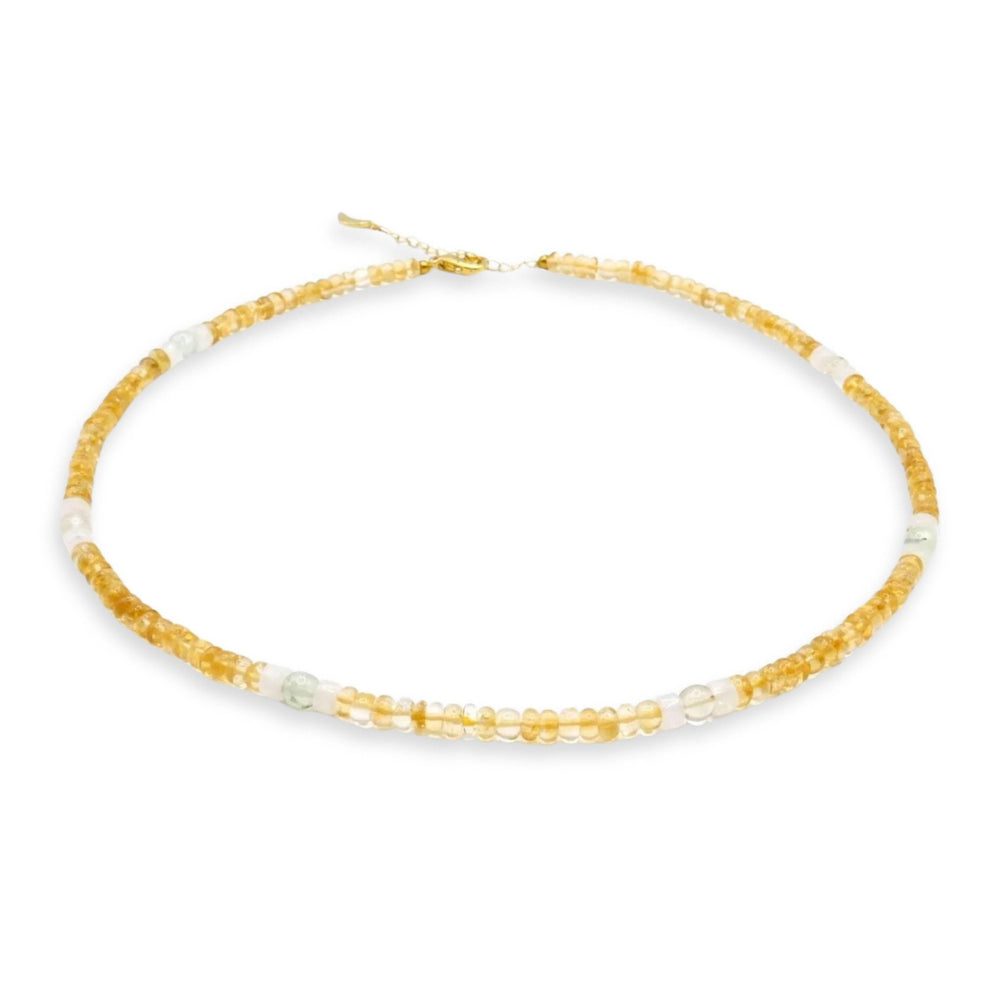 Kati Kaia delicate necklace featuring pure citrine gemstone jewellery beads with a gold clasp