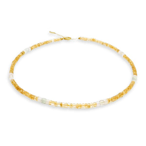 Kati Kaia delicate necklace featuring pure citrine gemstone jewellery beads with a gold clasp