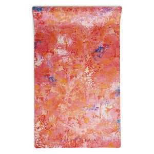 Kati Kaia artist yoga mats with vibrant abstract red and orange painted design