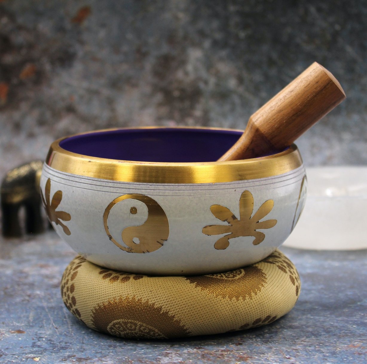 Brass Painted Singing Bowl Ying & Yang Set - Large - Kati Kaia