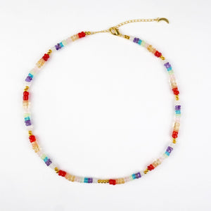Kati Kaia multicolored crystal energy jewellery beaded bracelet with gold chain and clasp