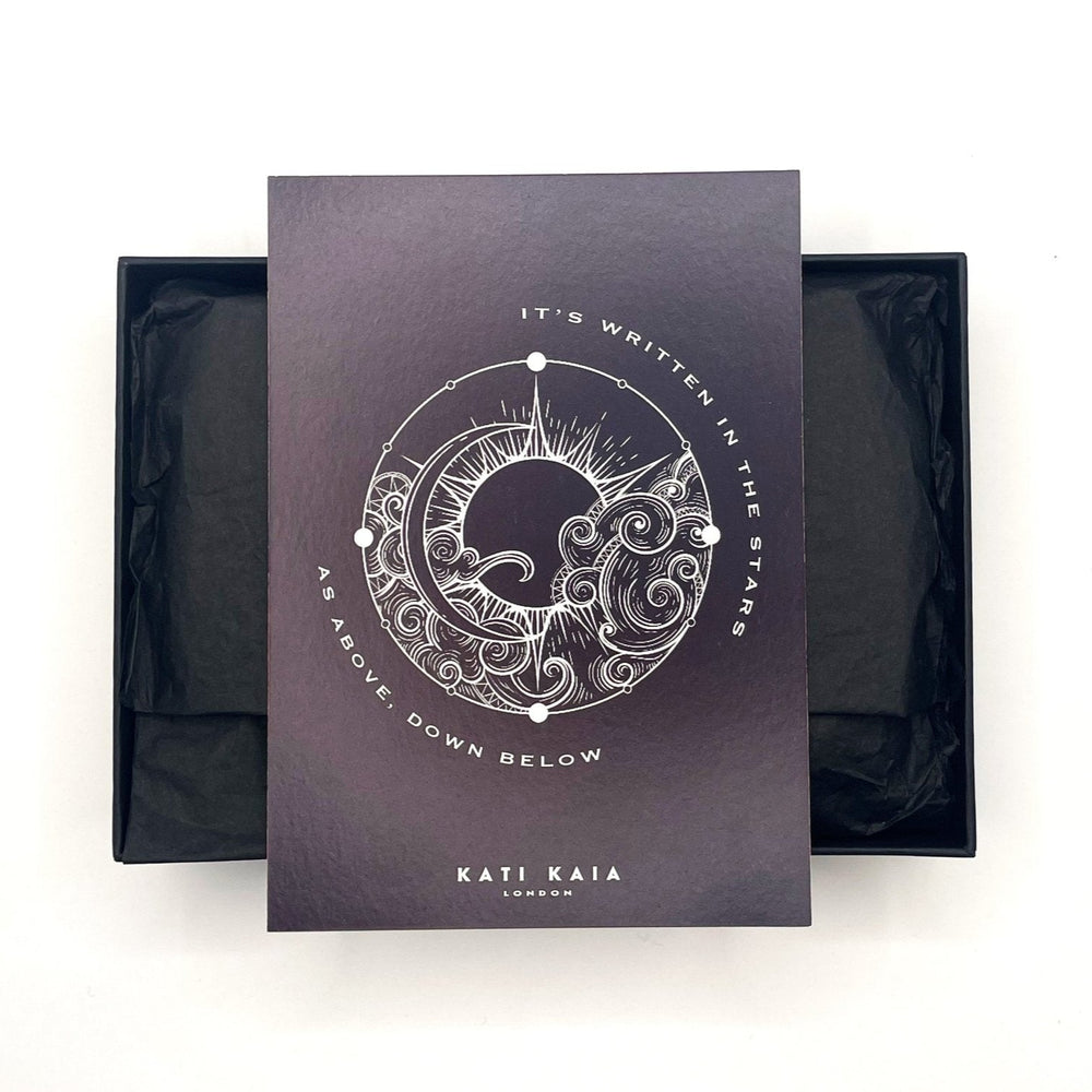 Kati Kaia dried flower sage and cedar kit with celestial design card in a black gift box