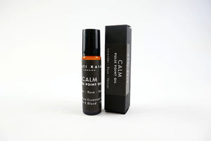 Kati Kaia calm pulse point oil bottle and box for mind meditation cleanse box with essential oil blend