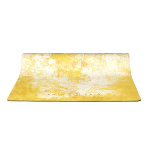 Kati Kaia yellow artist yoga mat with abstract design and comfortable cushioning for yoga practice