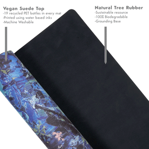 Kati Kaia Melete Blue touring yoga mat with vegan suede top and natural tree rubber base